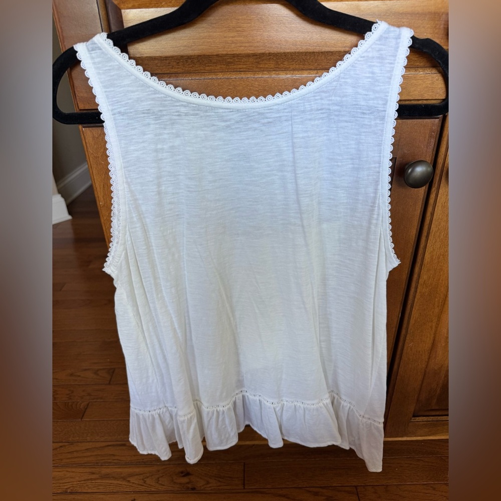 LOFT White Ruffle Sleeveless Women's Top
